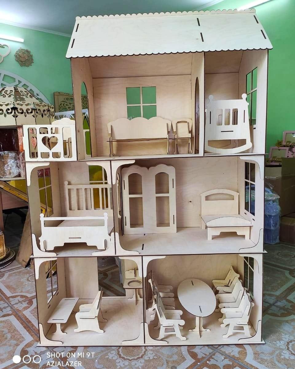 Кукольный ЭКО домик + 17 предметов мебели (120х84х36см) - фото 1 - id-p74146013