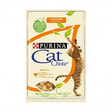 Cat Chow, Кэт Чау влажный корм для кошек с курицей и кабачками, уп.26*85гр.