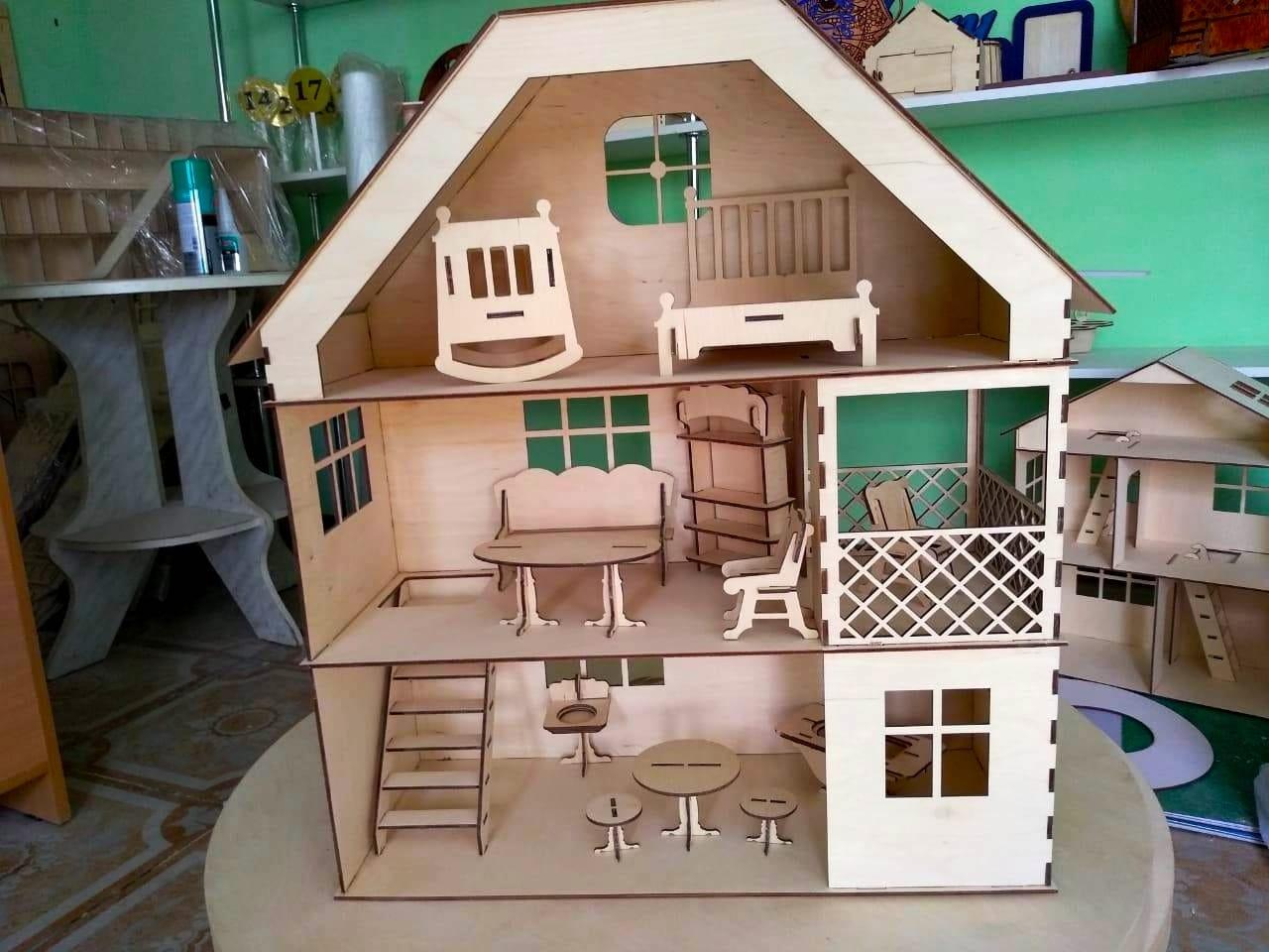 Кукольный ЭКО домик + 12 предметов мебели (61х51х21см) - фото 4 - id-p74146969