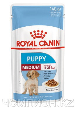 Royal Canin Medium Puppy, влажный корм для щенков средних пород в соусе, уп.10*140гр.