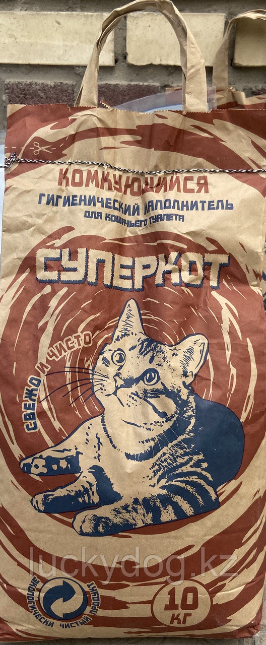 Комкующийся наполнитель для кошачьего туалета Супер кот 10кг