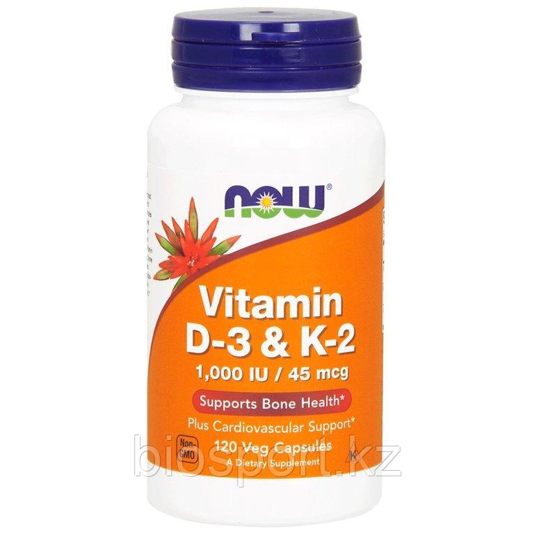 Now Foods, Витамин D3 + K2, 120 капсул