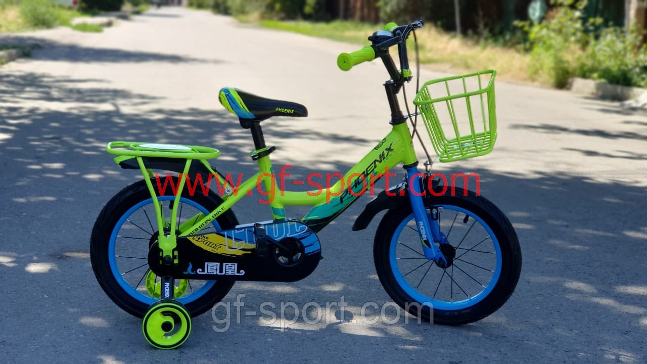 Велосипед Phoenix салатово - голубой оригинал детский с холостым ходом 14 размер
