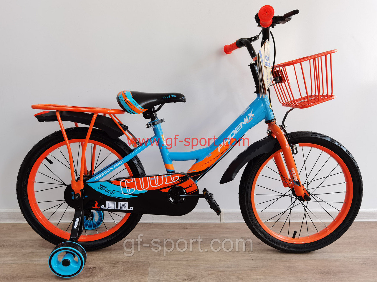 Велосипед Phoenix оранжево - голубой оригинал детский с холостым ходом 18 размер