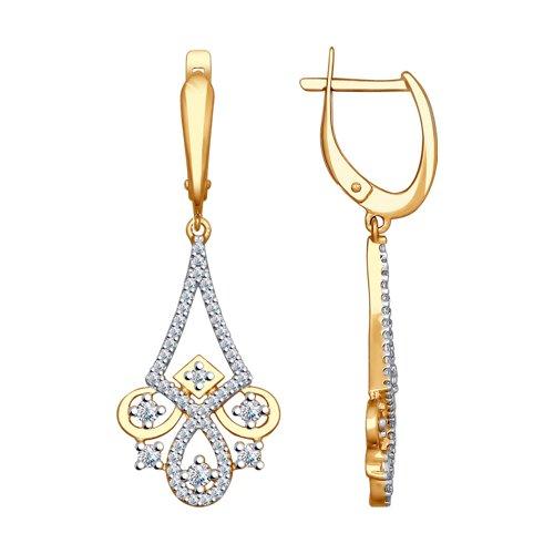 Серьги длинные из золочёного серебра с фианитами SOKOLOV 93020768