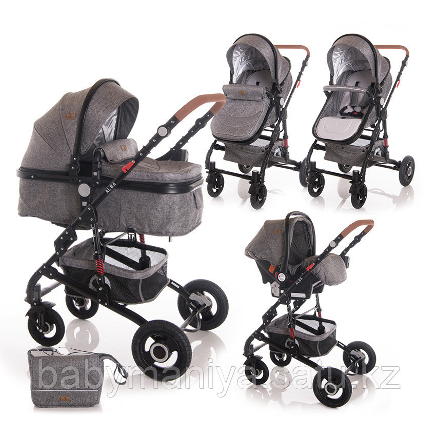 Коляска 3 в 1 Lorelli Alba SET + Сумка для мамы Серый / Dark Grey 2060