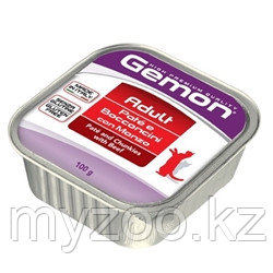 Gemon Cat Adult Паштет с кусочками телятины для взрослых кошек 100 г