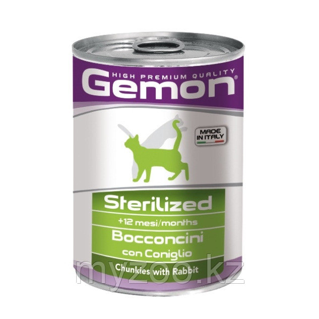 Gemon Cat Sterilised консервы для стерилизованных кошек кусочки кролика 415 гр