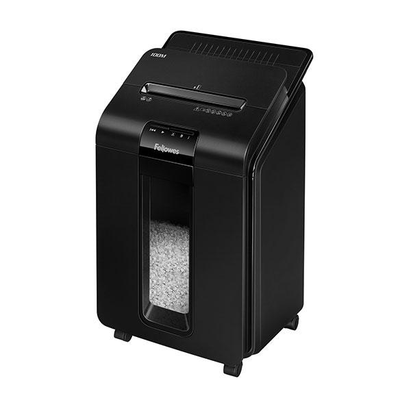 Шредер Fellowes® AutoMax® 100M, минирезка, DIN P-4, 4х10 мм,автоподача 100 лст., 23 лтр., автореверc - фото 1 - id-p79031178