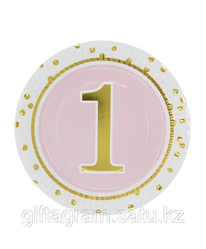 Набор праздничной посуды Baby Girl 1, с золотым рисунком, большие + десертные тарелки + стаканы комплект 10 чел. - фото 2 - id-p79033966
