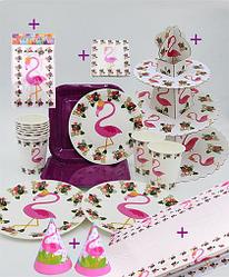 Набор праздничной посуды "Розовый фламинго +", 62 предмета