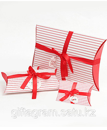 Коробочка-подушка "Красная полоска" в 3-х размерах средний - фото 1 - id-p79034144