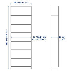 Стеллаж БИЛЛИ белый 80x28x237 см ИКЕА, IKEA, фото 3