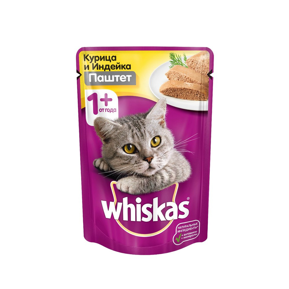 Вискас Паштет для кошек Курица и Индейка