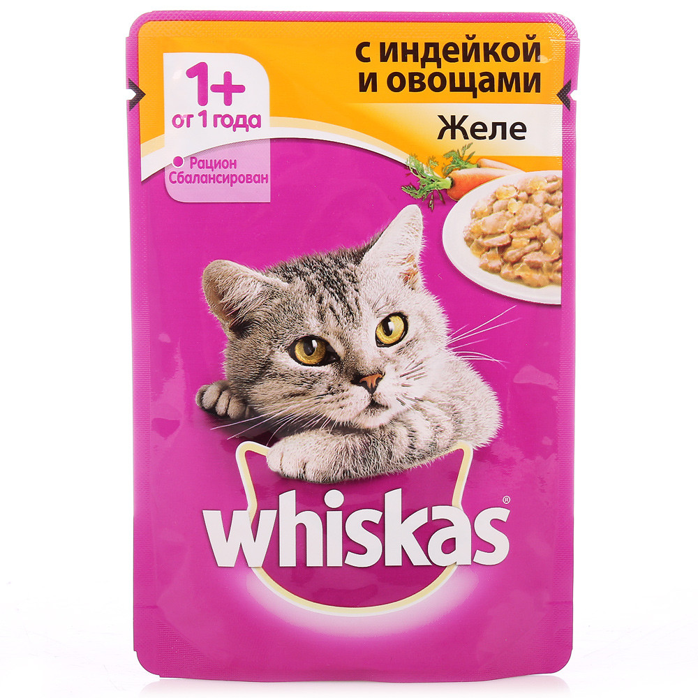 Влажный корм для кошек Вискас Желе Индейка с Овощами