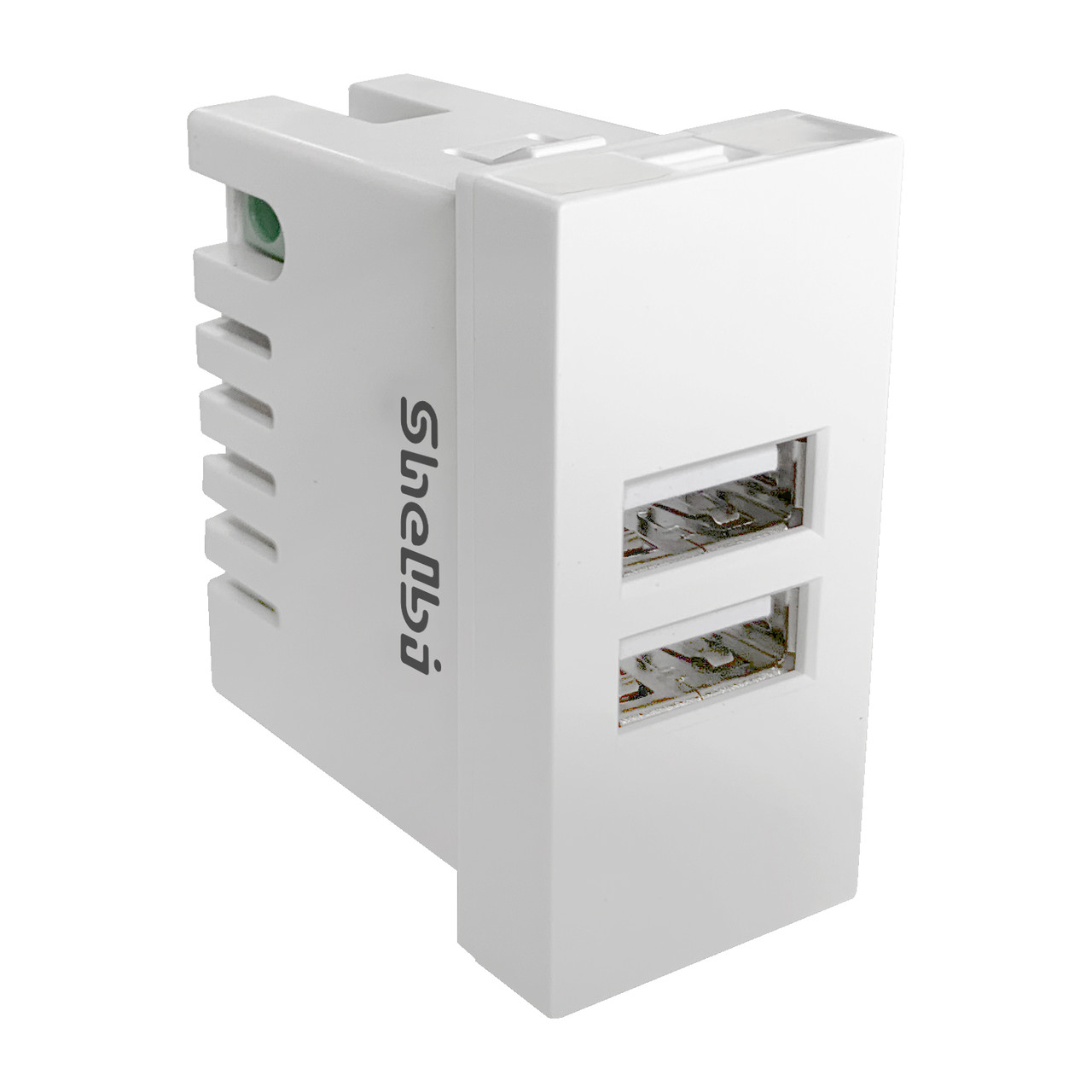 Shelbi Розетка зарядка 2-портовая USB, 2.1А,  45х22.5, белая