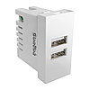 Shelbi 2-портовая USB Розетка зарядка 45х22.5, белая