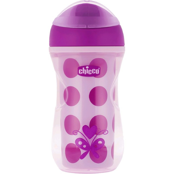 Чашка-поильник Chicco Active Cup, от 14 месяцев, цвет сиреневый, рисунок МИКС, 266 мл