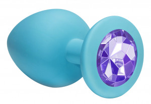 Анальная пробка Emotions Cutie Large Turquoise light purple crystal