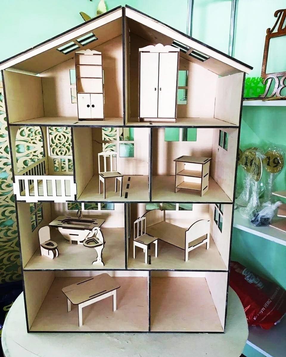 Кукольный ЭКО домик, без мебели (90х60х30см)