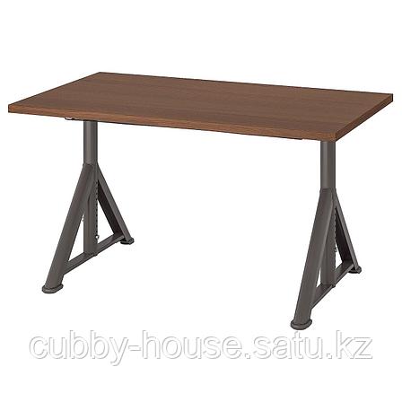 ИДОСЕН Письменный стол, коричневый, темно-серый, 120x70 см, фото 2