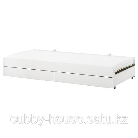 СЛЭКТ Выдвижная кровать с ящиком, белый, 90x200 см, фото 2