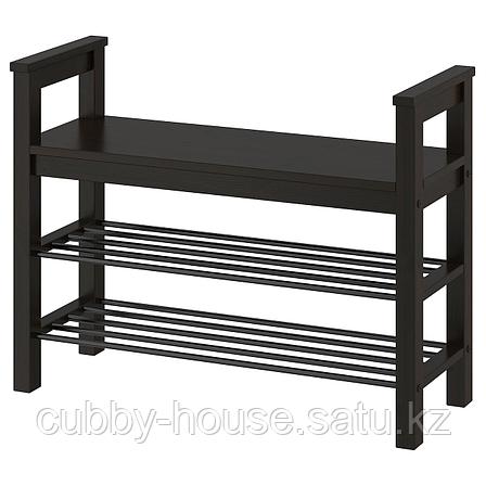 ХЕМНЭС Скамья с полкой для обуви, черно-коричневый, 85x32 см, фото 2