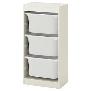 ТРУФАСТ Комбинация д/хранения+контейнеры, белый, белый, 46x30x94 см, фото 2
