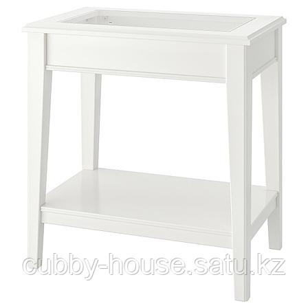 ЛИАТОРП Придиванный столик, белый, стекло, 57x40 см, фото 2
