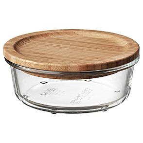 ИКЕА/365+ Контейнер для продуктов с крышкой, круглой формы стекло, стекло бамбук, 400 мл, фото 2