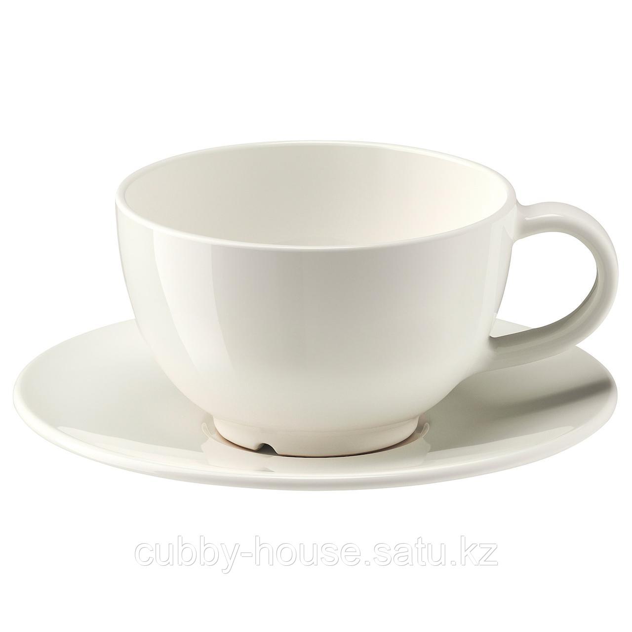 ВАРДАГЕН Чашка чайная с блюдцем, белый с оттенком, 26 сл