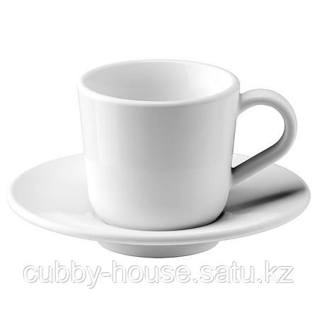 ИКЕА/365+ Чашка для кофе эспрессо с блюдцем, белый, 6 сл, фото 2