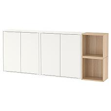 ЭКЕТ Комбинация настенных шкафов, белый, под беленый дуб, 175x25x70 см, фото 2