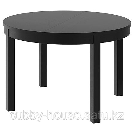 БЬЮРСТА Раздвижной стол, коричнево-чёрный, 115/166 см, фото 2
