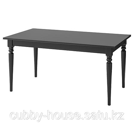 ИНГАТОРП Раздвижной стол, черный, 155/215x87 см, фото 2