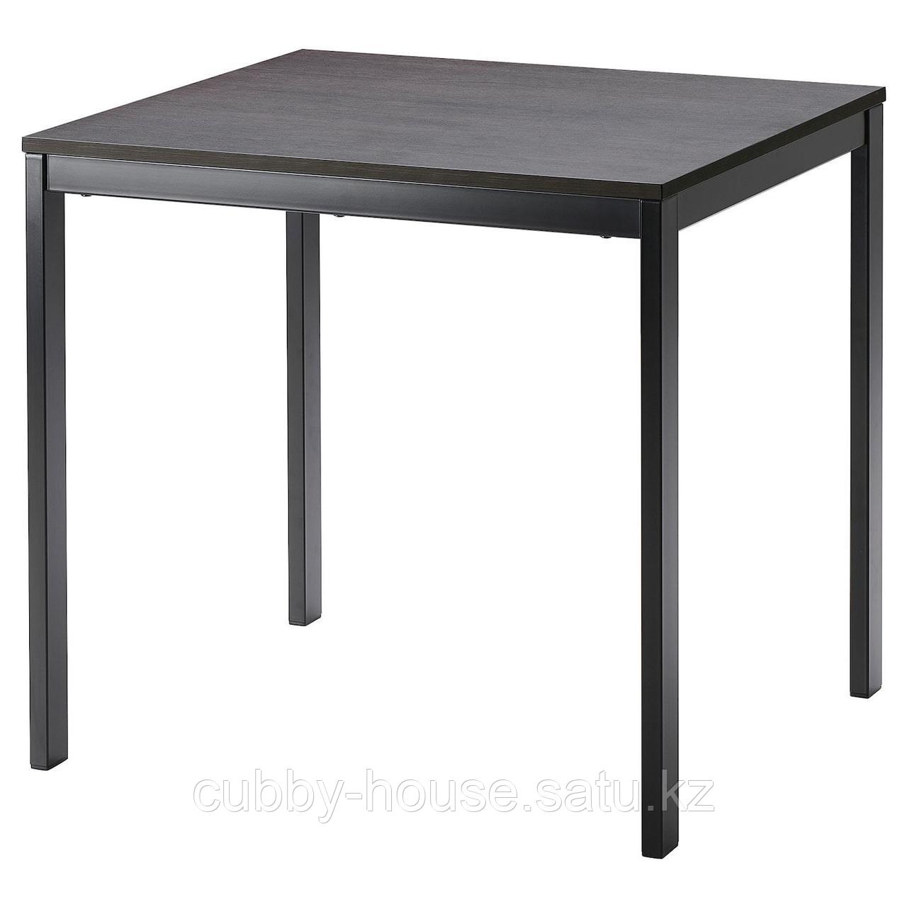 ВАНГСТА Раздвижной стол, черный, темно-коричневый, 80/120x70 см