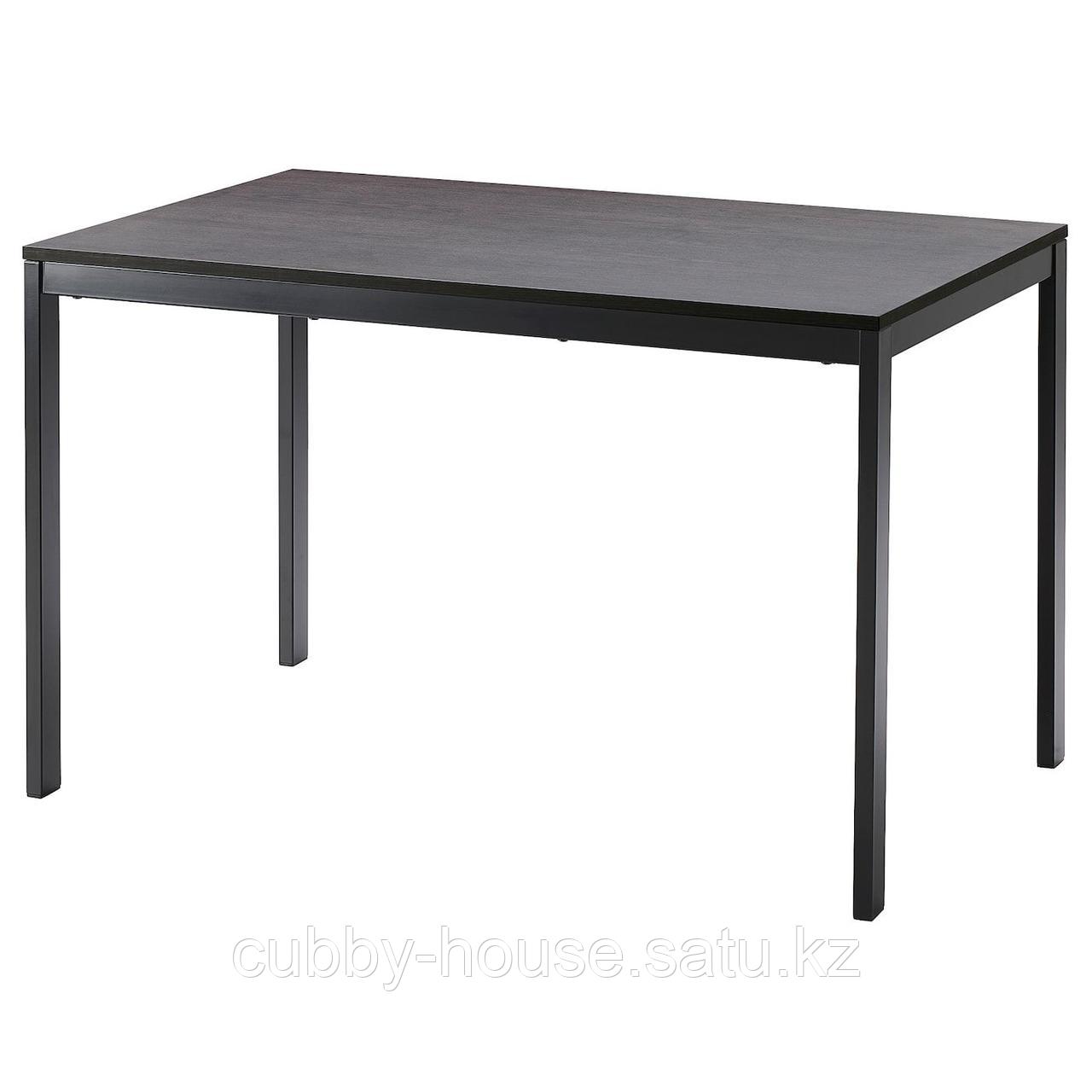 ВАНГСТА Раздвижной стол, черный, темно-коричневый, 120/180x75 см