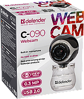 Web-camera Defender C-090 USB 2.0, 0.3Mp, 640x480, микрофон, қара