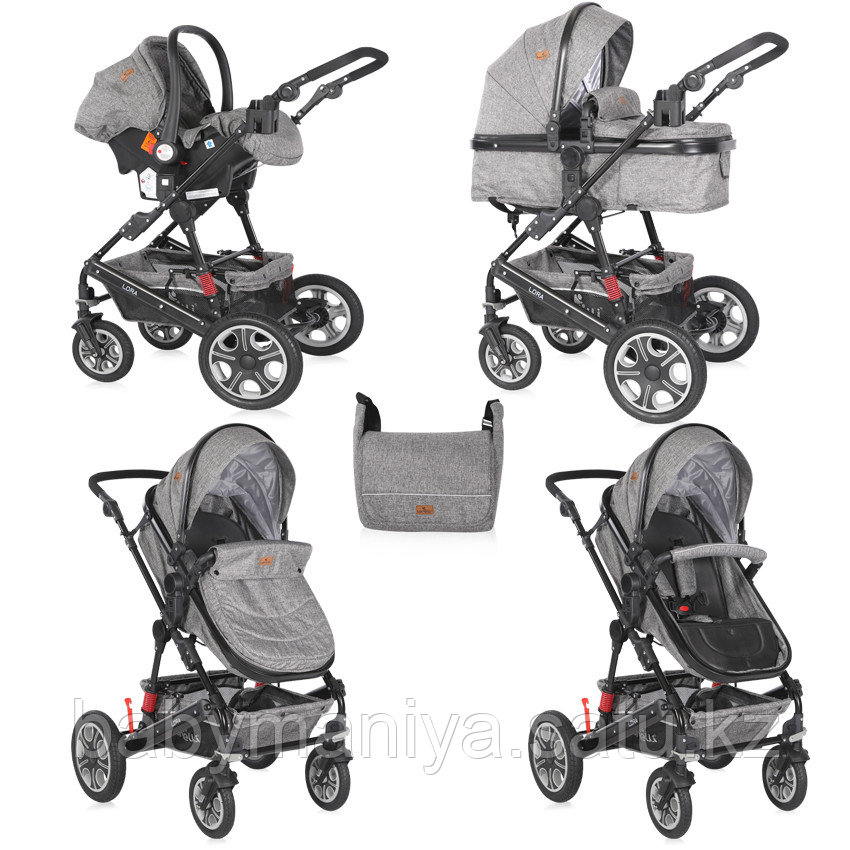 Коляска 3 в 1 Lorelli Lora Set + Сумка для мамы Серый / Dark Grey 1900