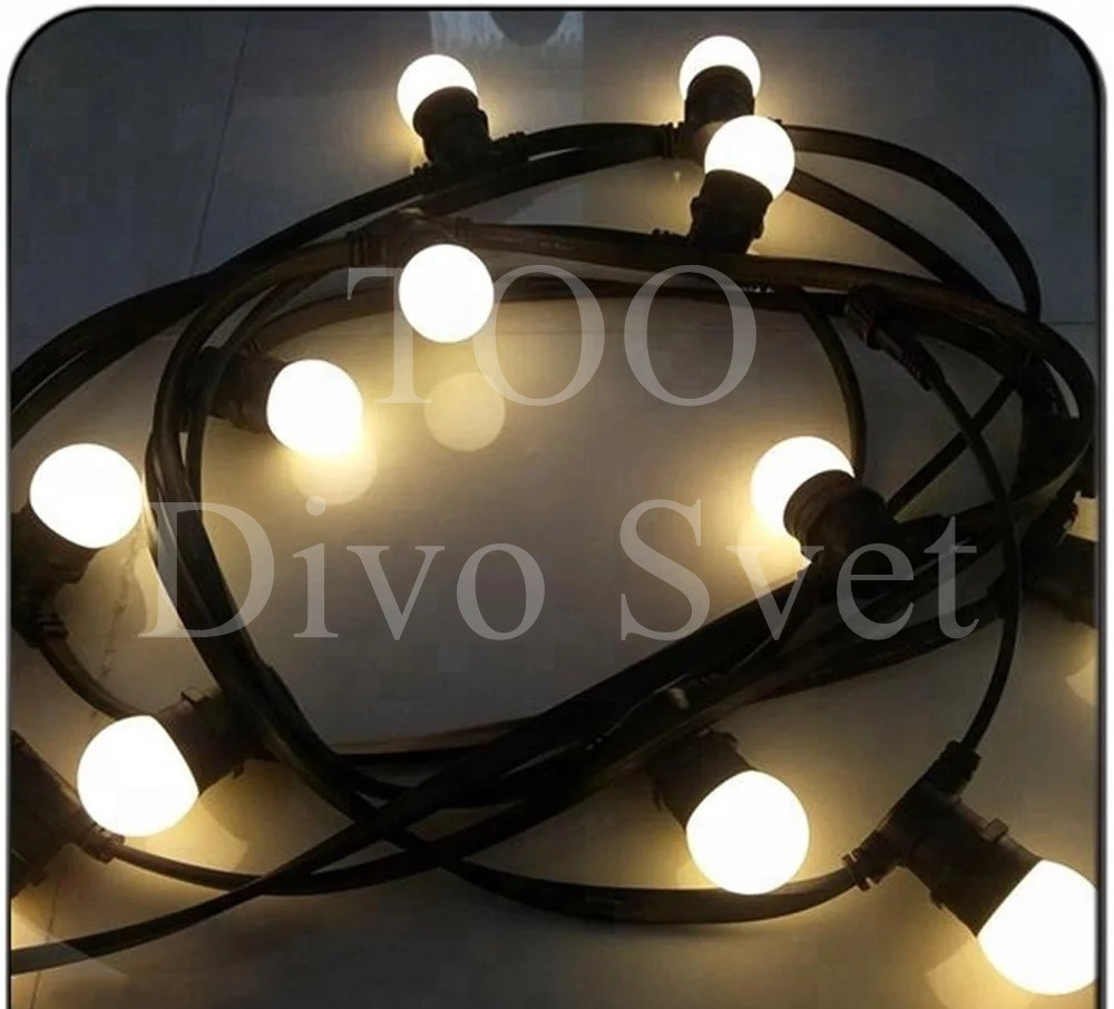 Светодиодная гирлянда "Belt Light" 20-30м, плоская. Ретро гирлянда с патронами для ламп Е27.