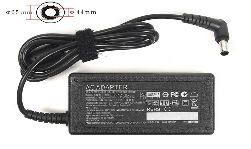 Блок питания для ноутбуков PowerPlant SONY 220V, 16V 60W 3.75A (6.5*4.4)