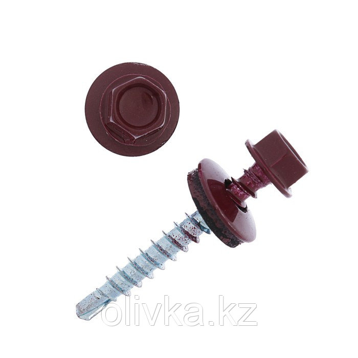 Саморезы кровельные 4.8х35 RAL 3005, красный, 200 шт.