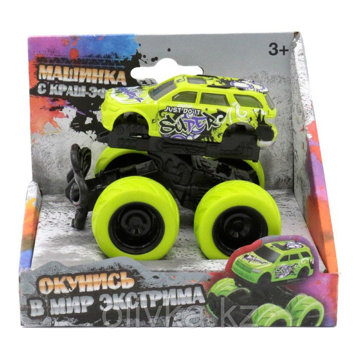 Машинка с краш-эффектом Funky Toys 4х4,пул бэк, цвет зелёный