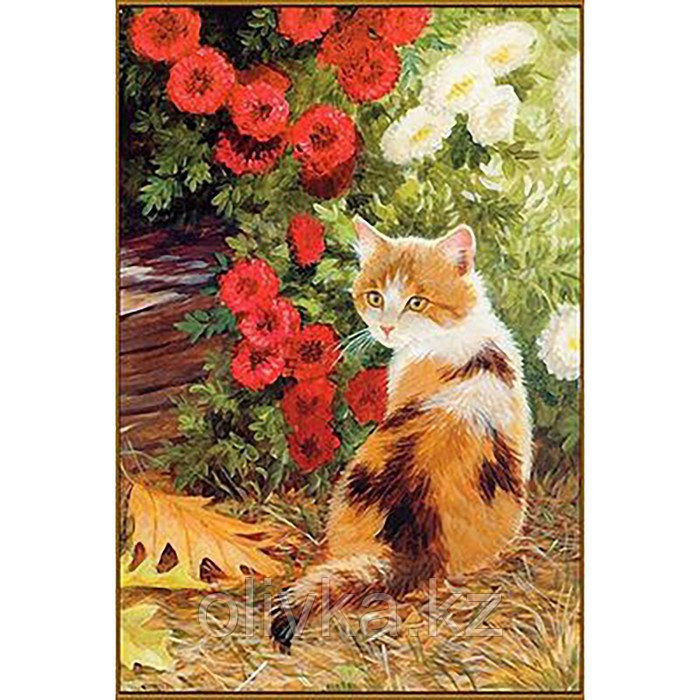 Алмазная мозаика «Кошечка в цветах», 20 × 28 см, 36 цветов