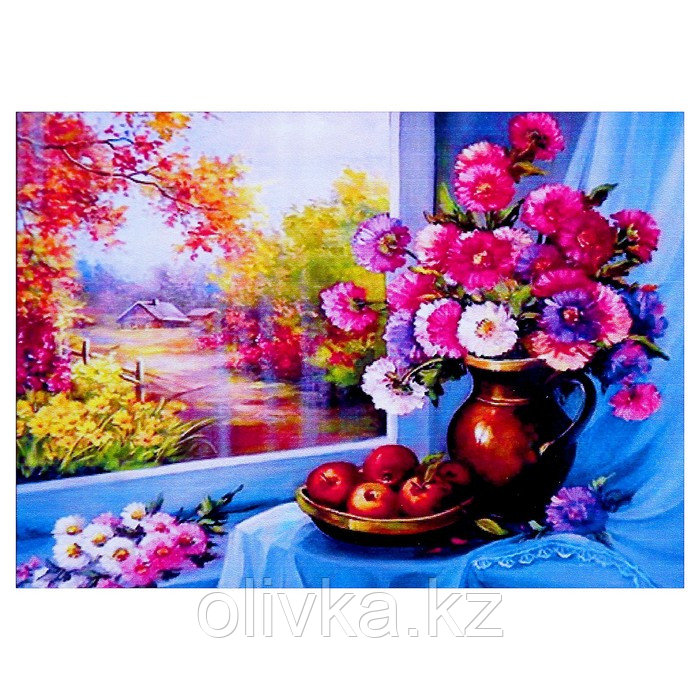 Алмазная мозаика «У окна» 40 × 30 см, 38 цвета