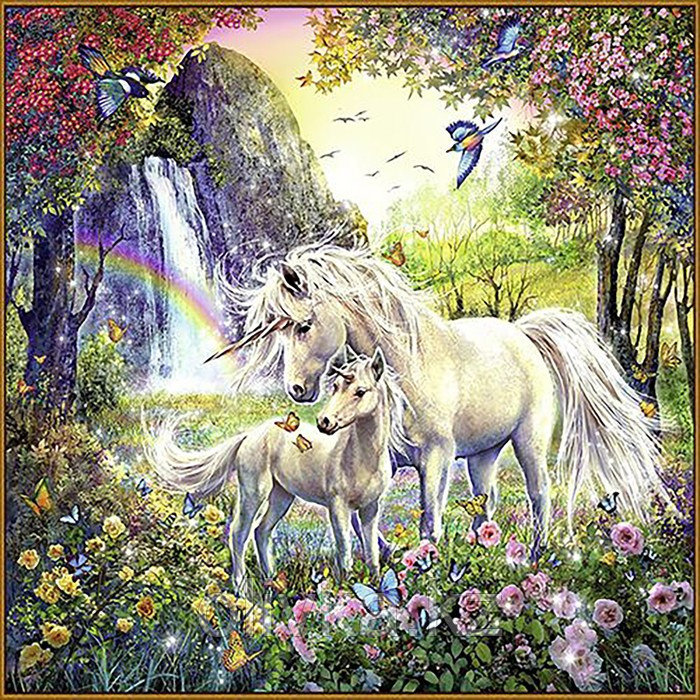 Алмазная мозаика «Единороги», 50 × 50 см, 35 цветов