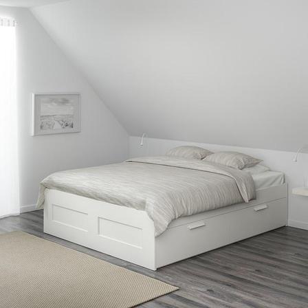 Кровать каркас БРИМНЭС 140х200 Лонсет, белый. ИКЕА, IKEA, фото 2