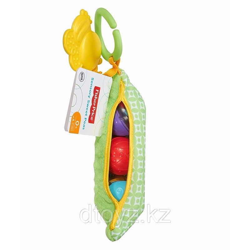Fisher Price Мягкая игрушка с погремушками и прорезывателем "Горошек" DRD79