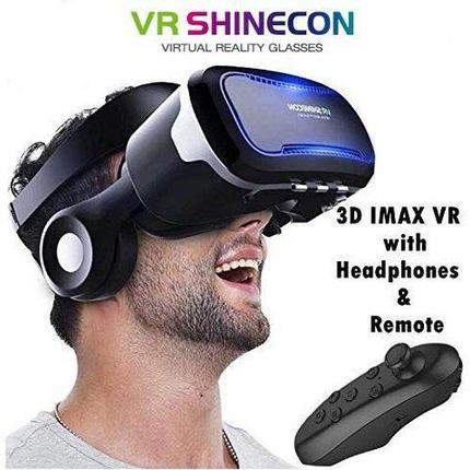 Комплект для виртуальной реальности 3D-очки с наушниками + bluetooth пульт VR Shinecon S-Max, фото 2