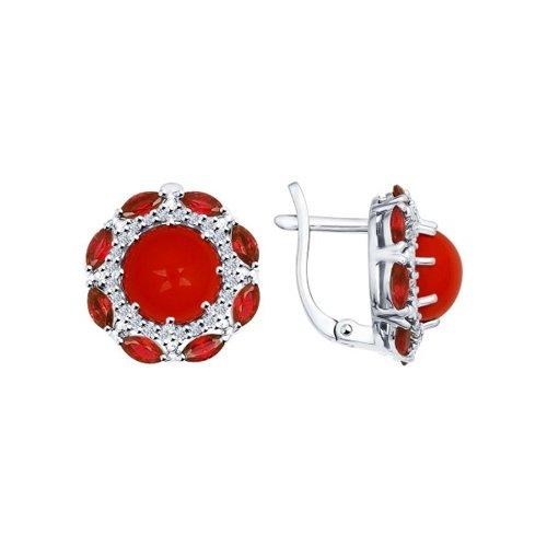 Серьги из серебра с кораллами и красными фианитами SOKOLOV 94022052